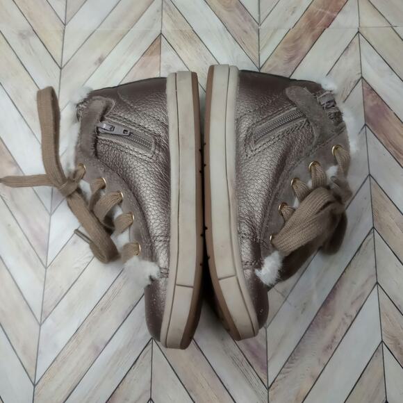 Geox Girls Kids Trottola High Cut Shoes Lace Up Faux Fur Metallic Brown US 7 - Picture 4 of 9